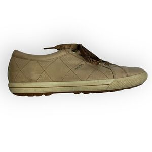 ECCO Street Golf Shoes Women's Spikeless Tan Leather Sneakers